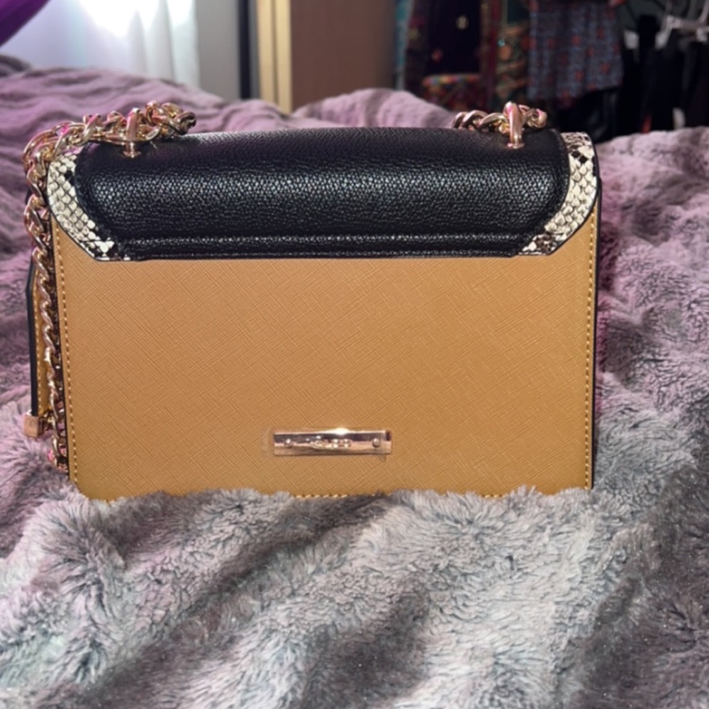 Aldo Black, White & Tan Crossbody Bag with Snake-Trim - Picture 4 of 9